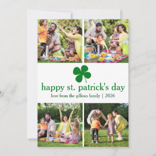 St. patrick's day Green Shamrocks family Photo Holiday Card
