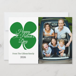 St. patrick's day Green Shamrocks family photo Holiday Card
