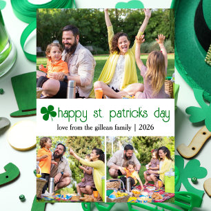 St. patrick's day Green Shamrocks family Photo  Holiday Card