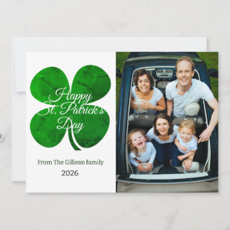 St. patrick's day Green Shamrocks family photo Holiday Card