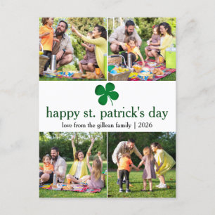 St. patrick's day Green Shamrocks family Photo  Holiday Postcard