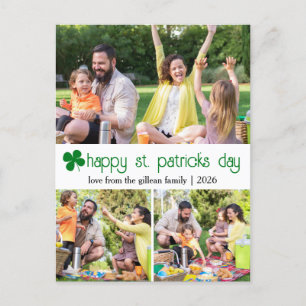 St. patrick's day Green Shamrocks family Photo  Holiday Postcard