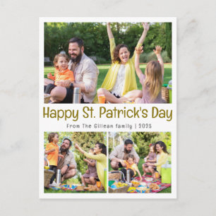 St. patrick's day Green Shamrocks family Photo Holiday Postcard