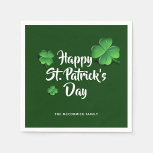 St Patricks Day Green Shamrocks Party Personalized Napkin