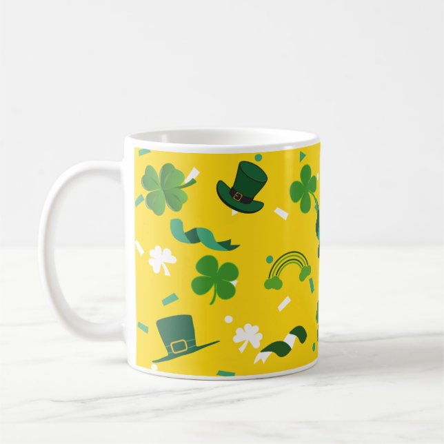 St Patrick's Day Green shamrocks shenanigans Coffee Mug (Left)