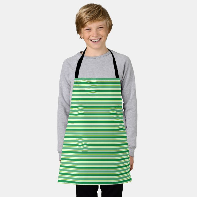 St. Patrick's Day Green Stripes Pattern-54608 Apron (Worn)