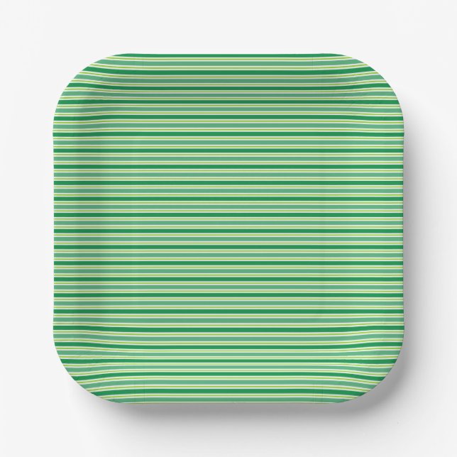 St. Patrick's Day Green Stripes Pattern-54608 Paper Plate (Front)