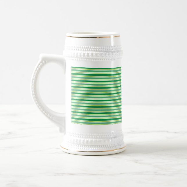 St. Patrick's Day Green Stripes Pattern Beer Stein (Left)