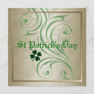 St Patrick's Day Green Swirl Party Invitations