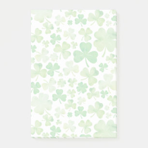 St Patricks Day Green Watercolour Shamrock Pattern Post-it Notes
