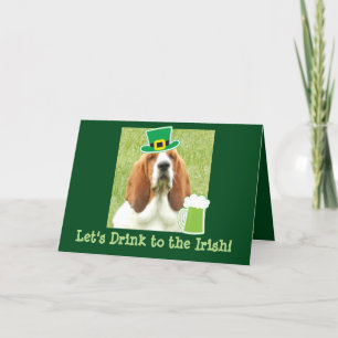 St. Patrick's Day greeting card with Basset Hound