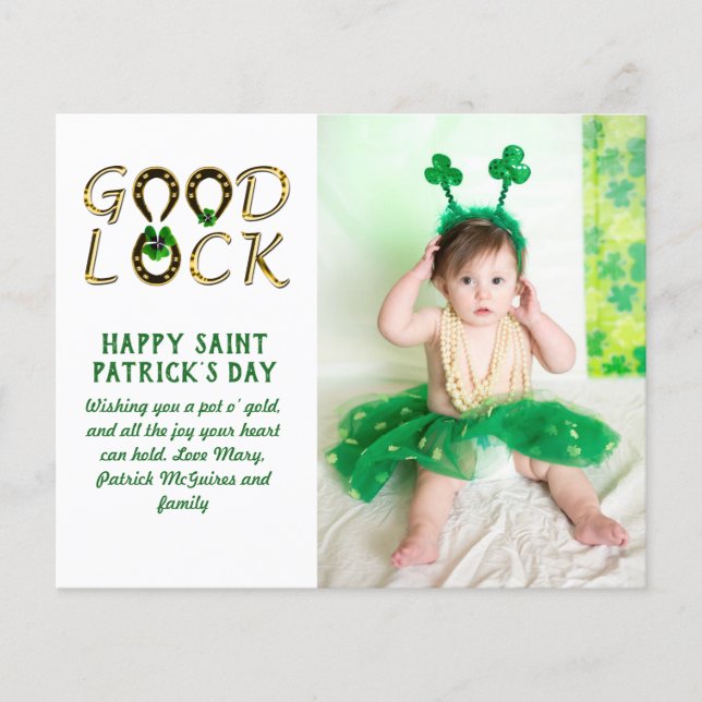 St Patrick's Day Greeting PHOTO Cards BUDGET (Front)