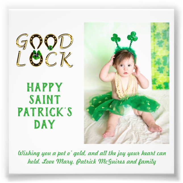 St Patrick's Day Greeting PHOTO Cards BUDGET (Front)