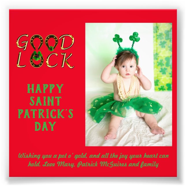 St Patrick's Day Greeting PHOTO Cards BUDGET (Front)