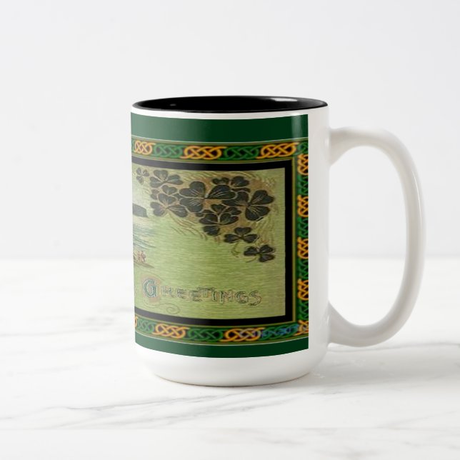 St. Patrick's Day Greetings Celtic Knot Border Mug (Right)