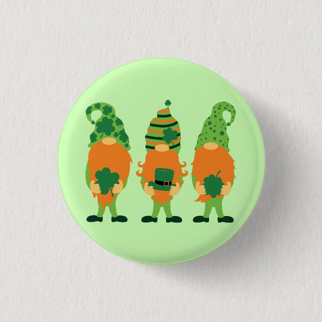 St. Patrick's Day Grnomes 1 Inch Round Button (Front)