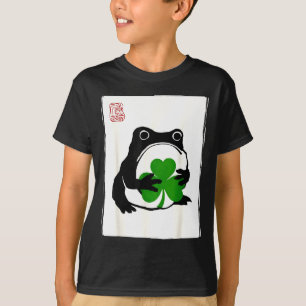St. patricks day grumpy frog shamrock japanese T-Shirt