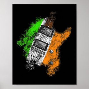 St Patricks Day Guitar Irish Flag Electric Guitari Poster