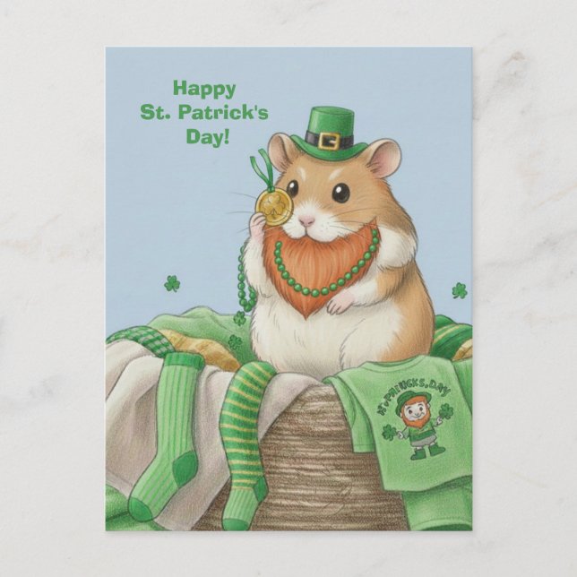 St. Patrick's Day Hamster Postcard (Front)