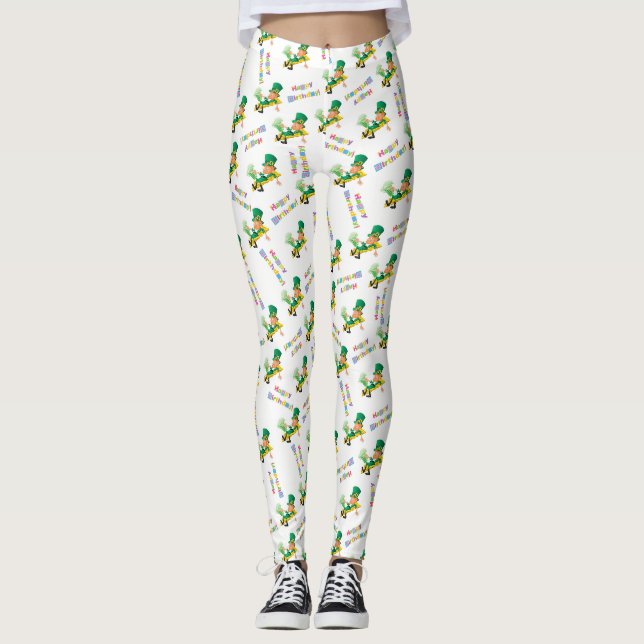 St. Patrick's Day Happy Birthday Leggings (Front)