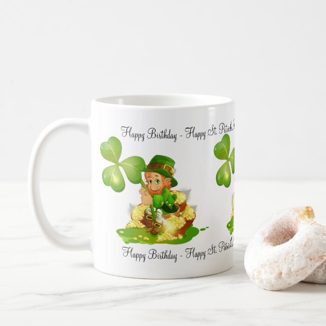 St. Patrick's Day Happy Birthday Mug  (With Donut)