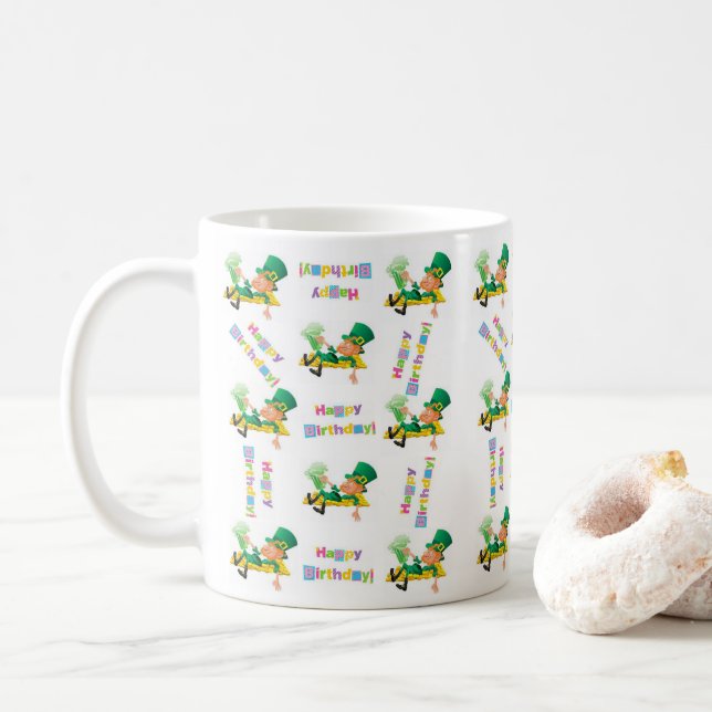 St. Patrick's Day Happy Birthday Mug  (With Donut)