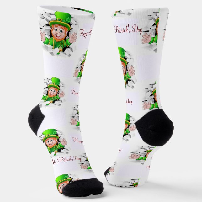 St. Patrick's Day Happy Birthday Socks  (Angled)