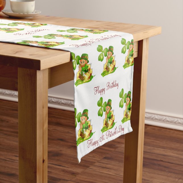 St. Patrick's Day Happy Birthday Table Runner (In Situ)
