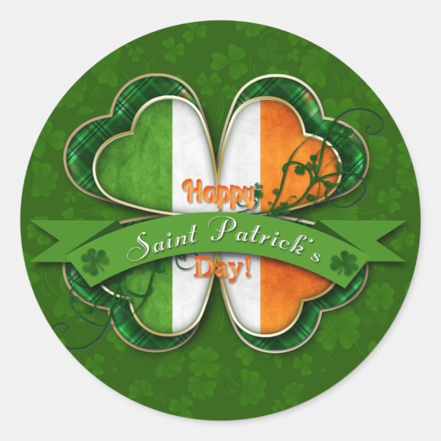 St. Patrick's Day - Happy St. Patrick's Day Classic Round Sticker (Front)