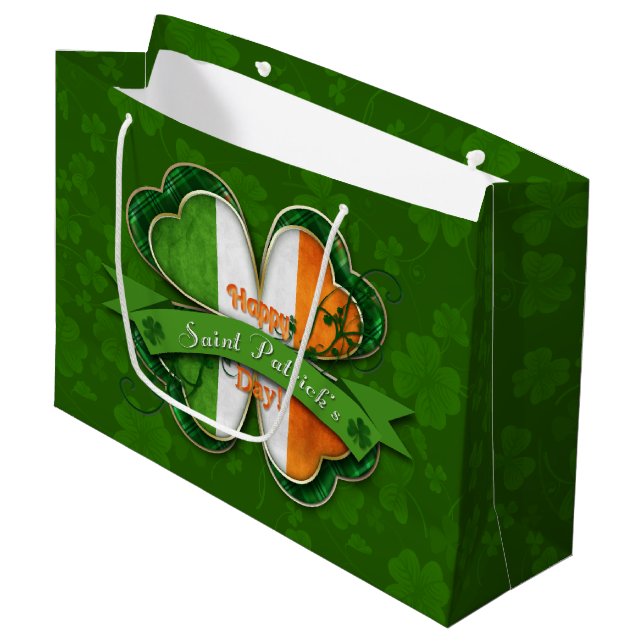 St. Patrick's Day - Happy St. Patrick's Day Large Gift Bag (Front Angled)