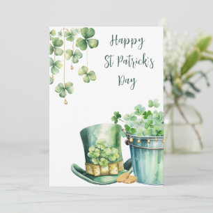 St Patrick's Day Hat and Clover  Holiday Card