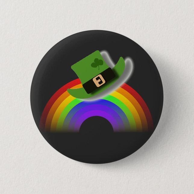 St Patricks Day Hat and Rainbow  2 Inch Round Button (Front)