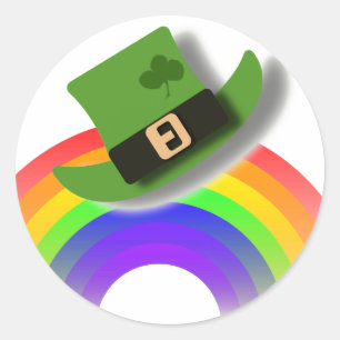 St Patricks Day Hat and Rainbow Classic Round Sticker
