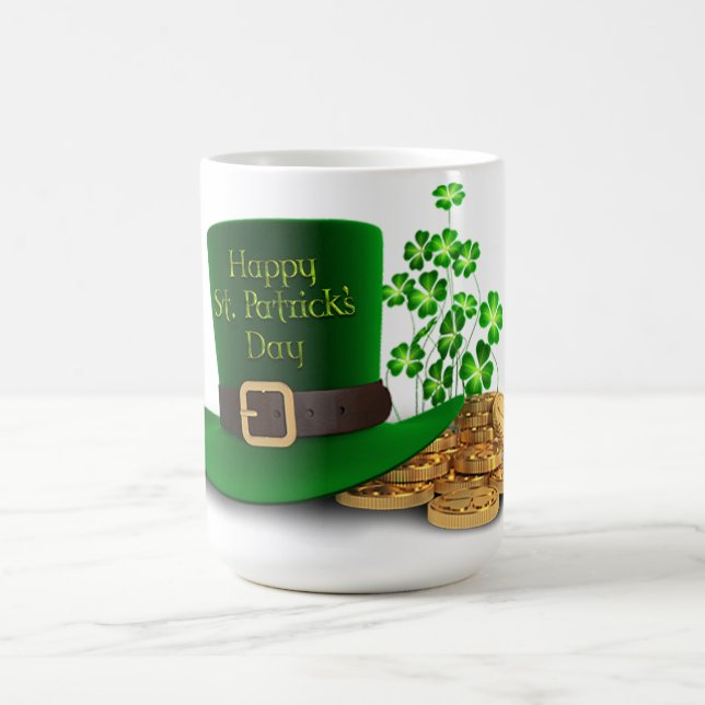 St. Patrick's Day - Hat & Clovers & Coins Coffee Mug (Center)