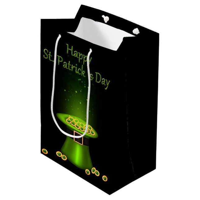 St. Patrick's Day Hat Coins Medium Gift Bag (Front Angled)