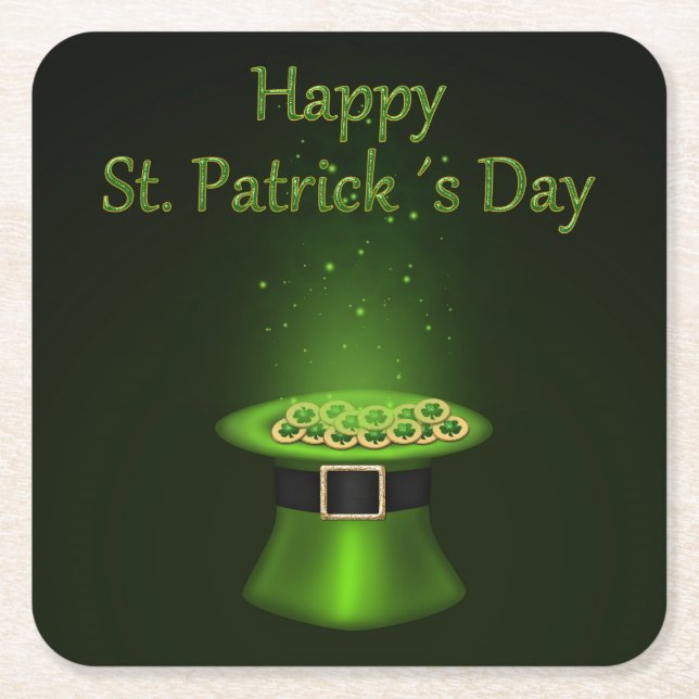 St. Patrick's Day Hat Coins - Paper Coaster (Front)
