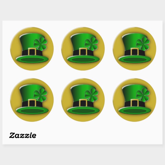 St Patricks Day Hat Round Stickers (Sheet)