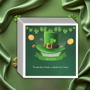 St. Patrick's Day Hat Shamrock Gold Baby Shower Napkin