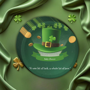 St. Patrick's Day Hat Shamrock Gold Baby Shower Paper Plate