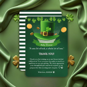 St. Patrick's Day Hat Shamrock Gold Baby Shower Thank You Card