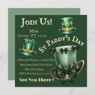 St Patrick's Day Hats and Bows Party  Invitation