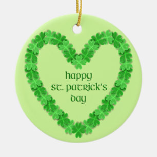 St Patrick's Day Heart Ceramic Ornament