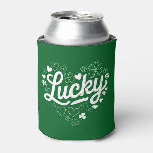 St Patrick's Day Heart Lucky Clover Shamrock Can Cooler