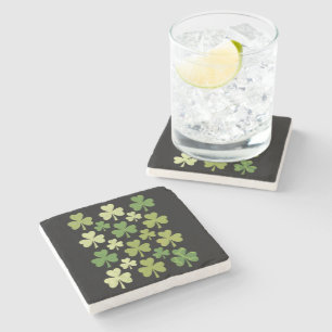 St Patrick's Day Heart Lucky Clover Shamrock  Stone Coaster