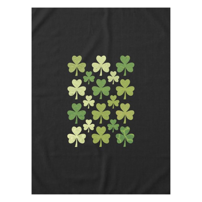 St Patrick's Day Heart Lucky Clover Shamrock  Tablecloth (Front)