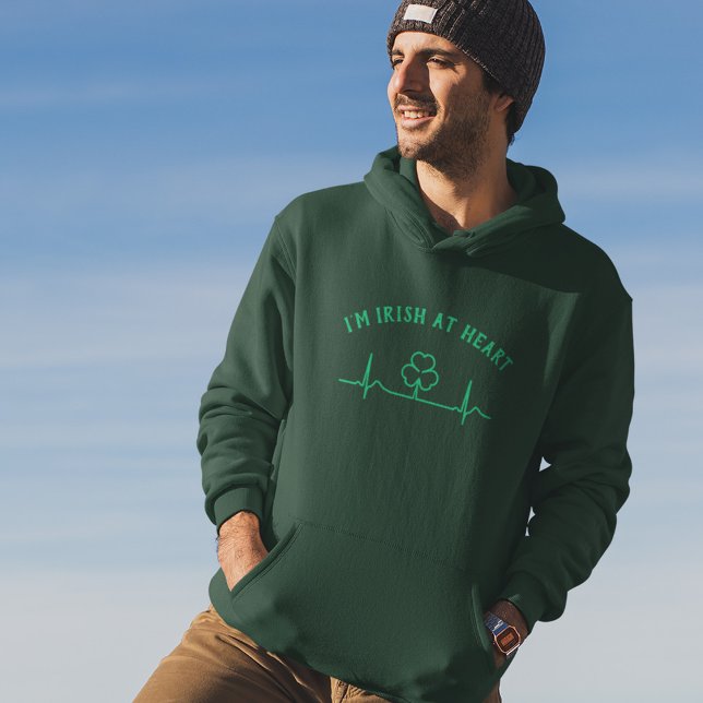 St Patricks Day Heartbeat Hoodie with Custom Text (Creator Uploaded)