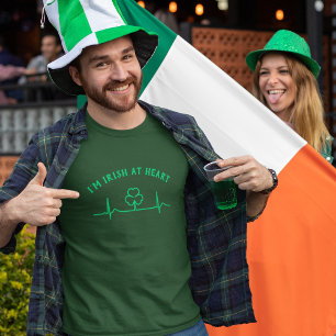 St Patricks Day Heartbeat T-Shirt with Custom Text