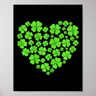St Patricks Day Hearts Shamrock Clover Women Girls Poster