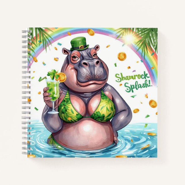 St. Patrick's day hippo pool party  Notebook (Front)