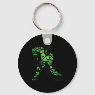 St Patricks Day Hockey Player - Shamrock Spirit Sp Keychain